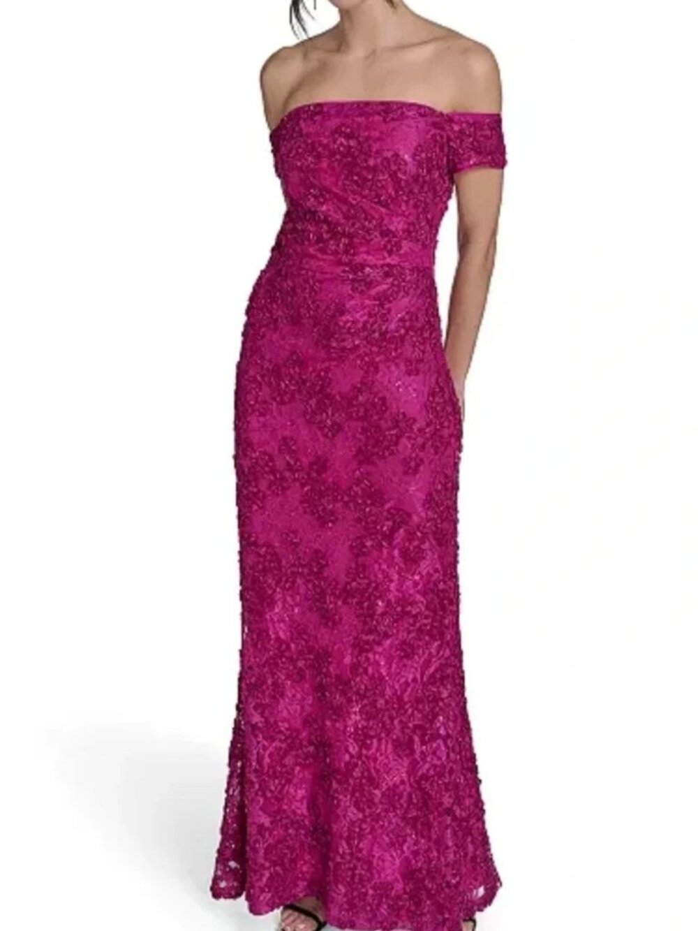 Jessica Howard Strapless Fuschia Lace and Sequin Dress